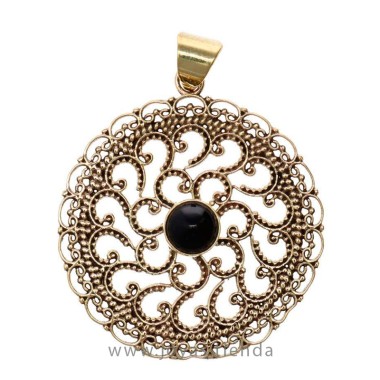 Colgante de Bronce con Mineral Negro