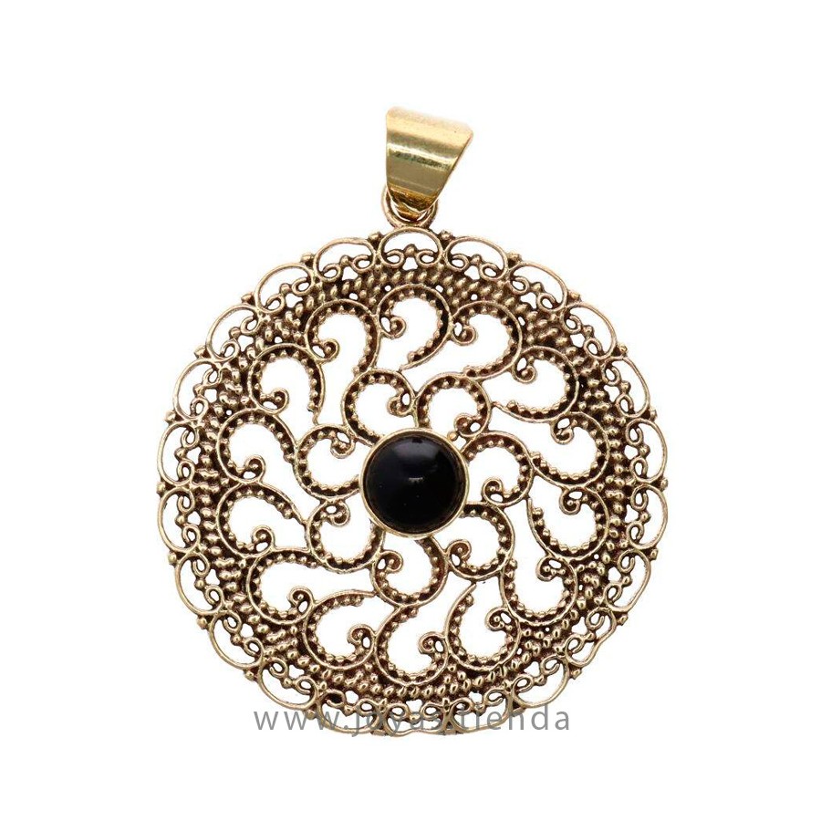 Colgante de Bronce con Mineral Negro