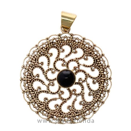 Colgante de Bronce con Mineral Negro