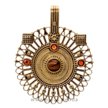 Colgante de Bronce Sol con Ojo de Tigre