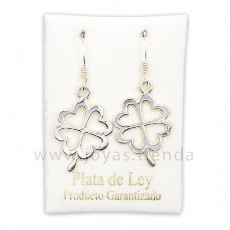 Pendientes de Plata 925 Trébol de la Suerte