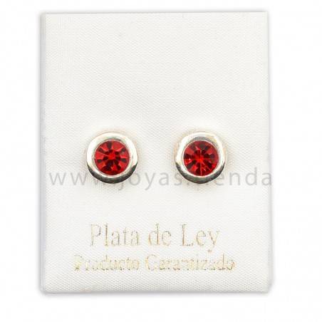 Pendientes de Plata 925 Redondos Rojos 8mm