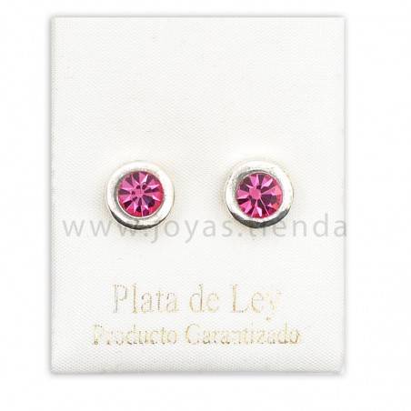 Pendientes de Plata 925 Redondos Rosas 8mm