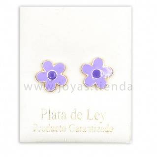 Pendientes de Plata 925 Flor Lila 10mm