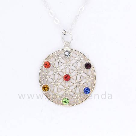 Colgante de Plata 925 Flor de la Vida 7chakras 30mm